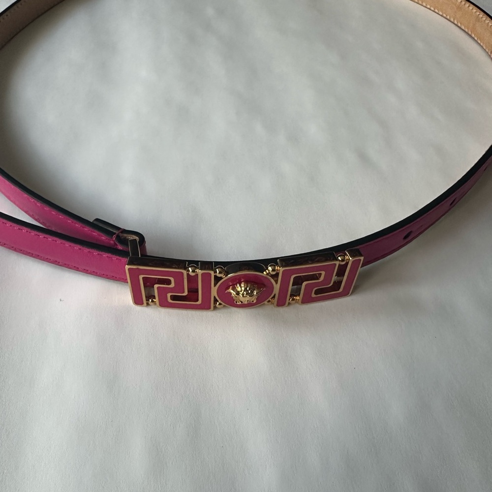Versace Glossy Pink Leather Accessory